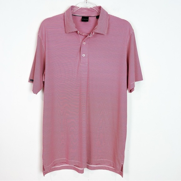 Dunning Golf Other - DUNNING GOLF RED STRIPE SHORT SLEEVE GOLF POLO SHIRT MENS MEDIUM